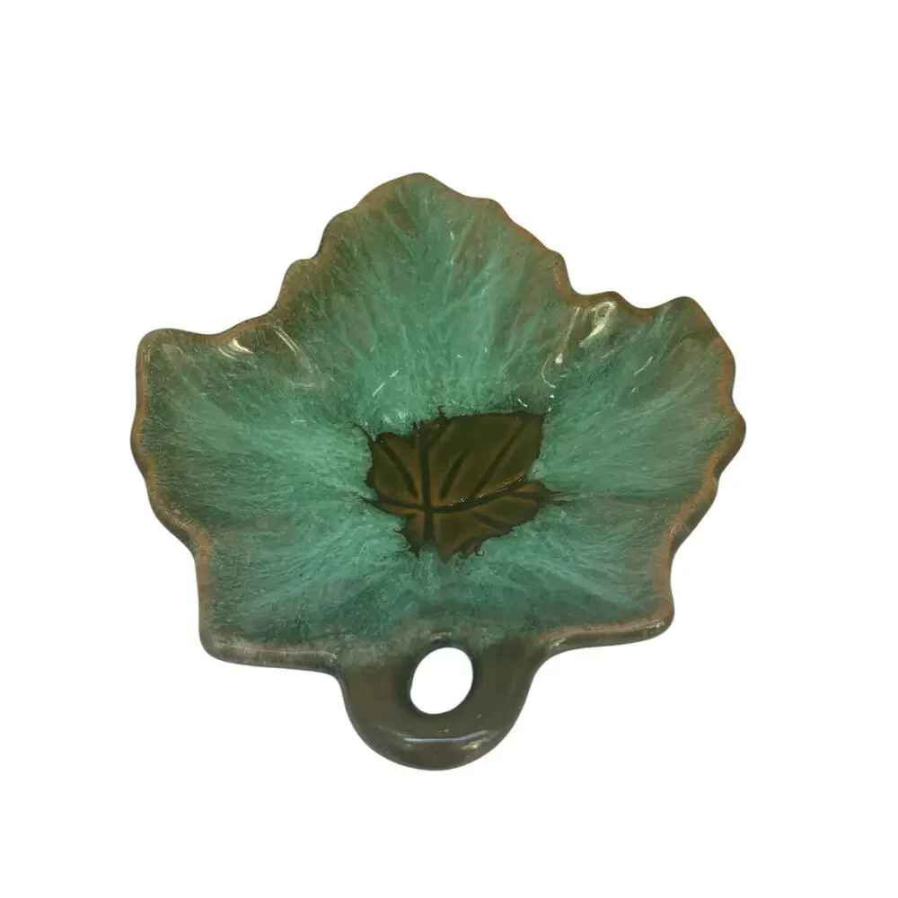 Studio Art Pottery Maple Leaf Trinket Dish Plate Signed McMaster 21 Canada